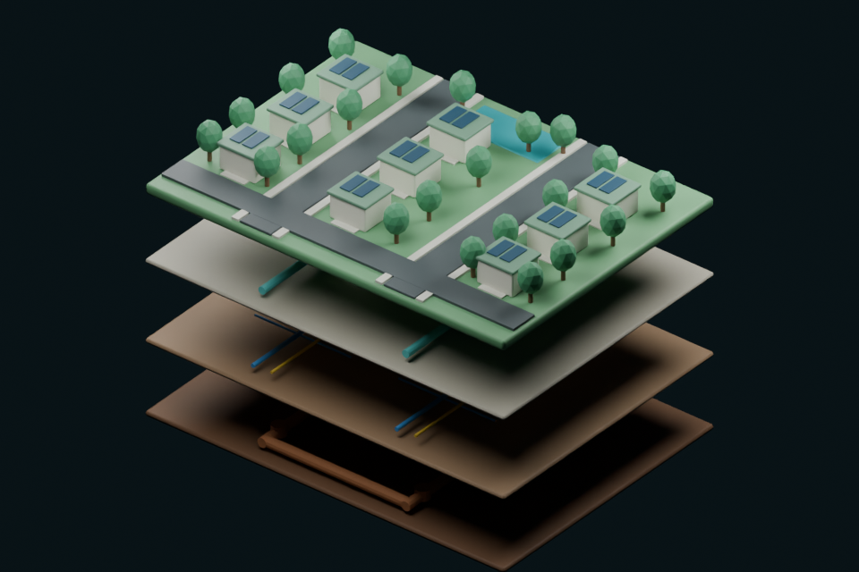 Illustrated layers of subdivision infrastructure